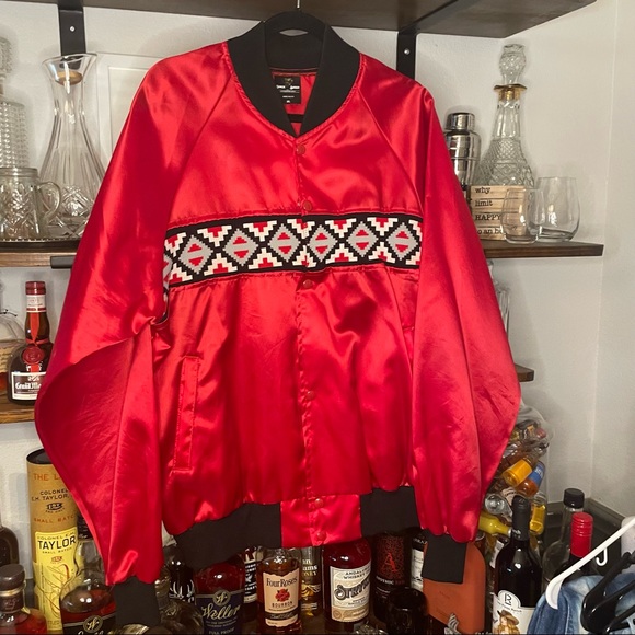 Jackets & Blazers - Vintage satin red aztec jacket